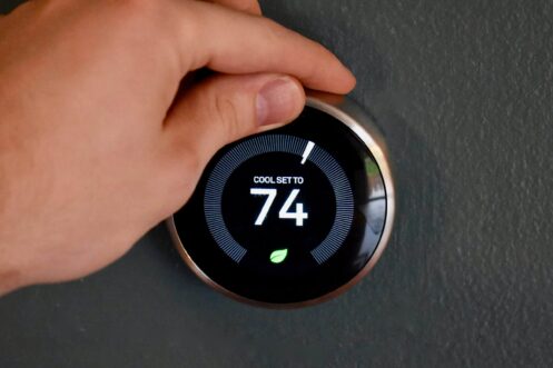Smart thermostat in a Deptford Township home.